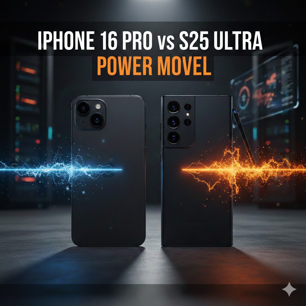 imagem comparativa entre o Samsung Galaxy S25 Ultra versus iPhone 16 Pro