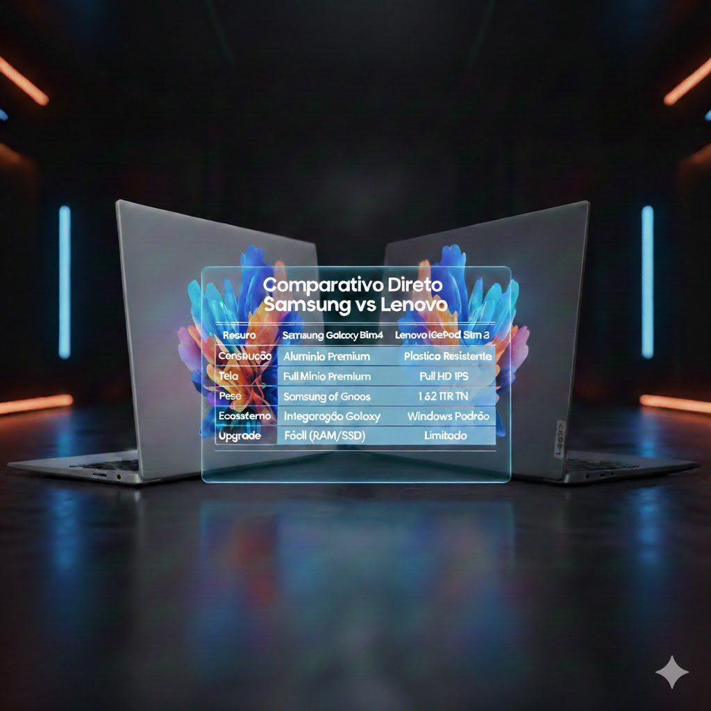 comparativo direto de notebook samsung versus lenovo