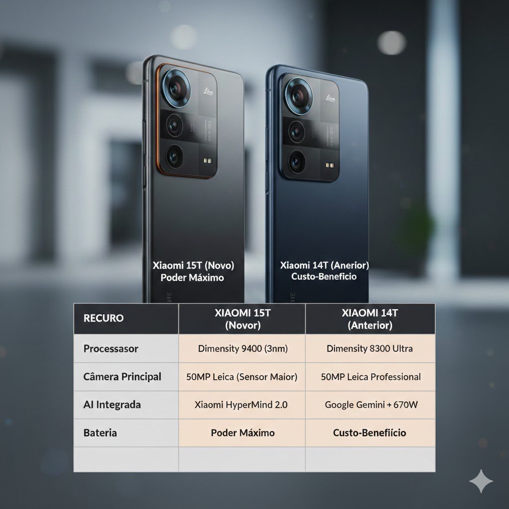 imagem comparativa xiaomi 14t e xiaomi 15t