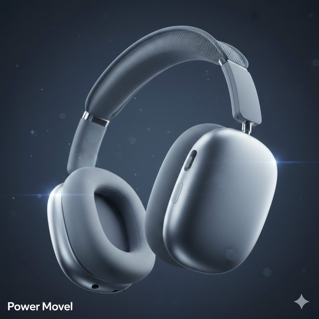 imagem frontal ultra hd com a logo power movel do airpods 5